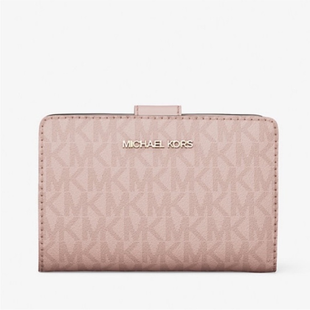 MICHAEL KORS Jet Set Travel Signature Medium Bifold Wallet Powder Blush